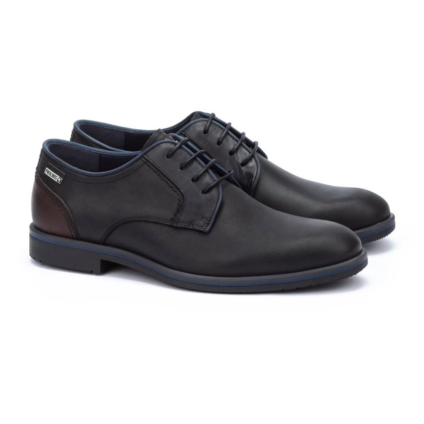 Men's Pikolinos LEON Lace Up Shoes Black | NZ U82A73Q